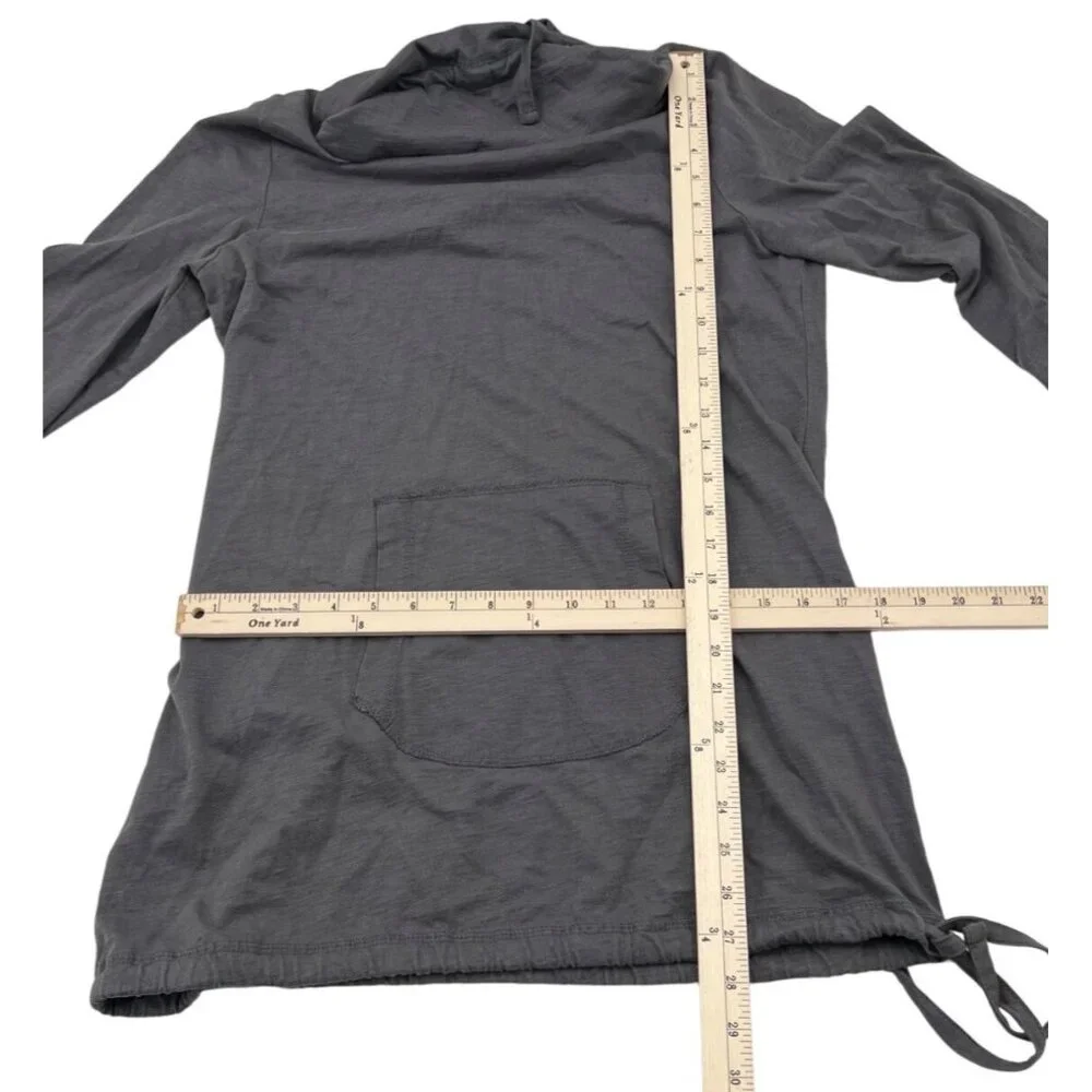 Prana Gray Organic Cotton Long Sleeve Cowl Neck Tunic With Front Pocket & Adjust